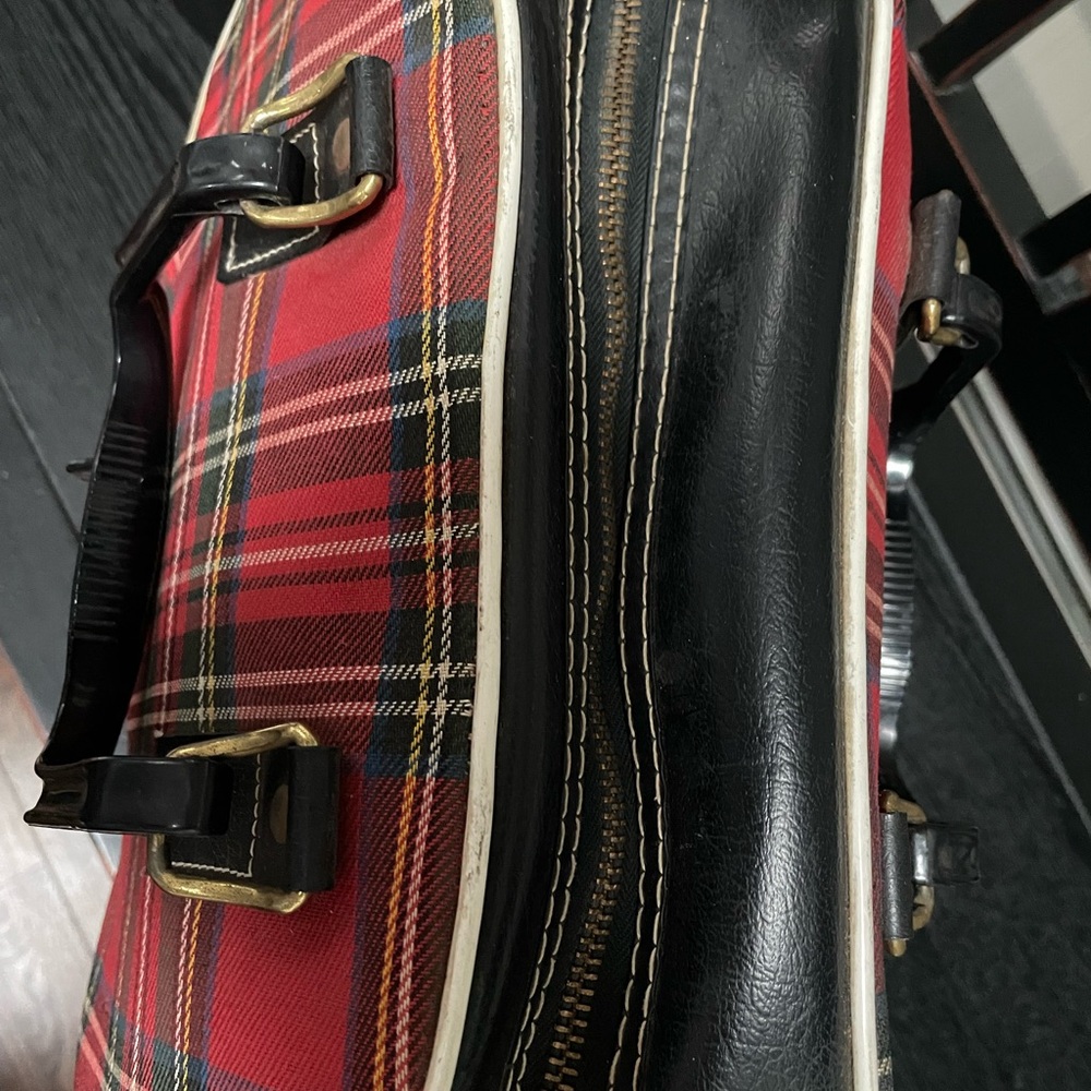 Vintage Leeds Red & Black Plaid Bowling Ball Carrier - Picture 8 of 11